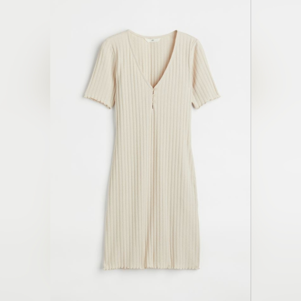 H&M Light Beige Rib Bodycon Dress